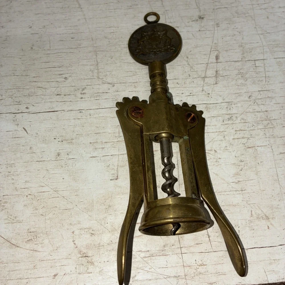 Vintage Italian Brass Corkscrew Bottle Opener